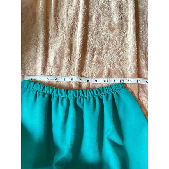 Vintage 80s Teal Two Piece Set Lace Collar Blouse & Skirt Size Medium - Picture 9 of 9